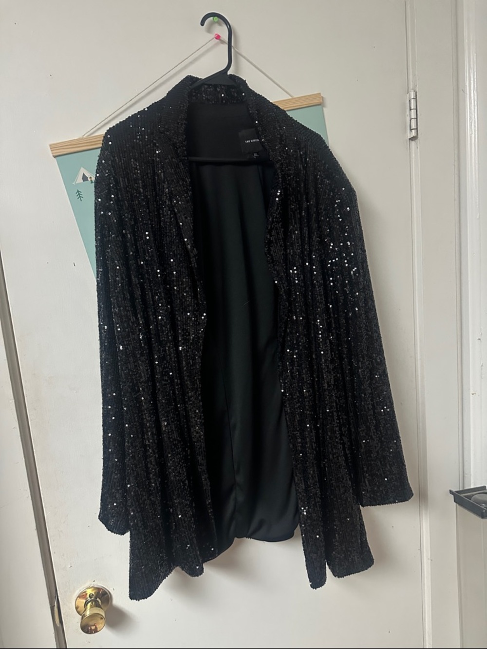 The Limited Black Sequin Open-Front Blazer worn once